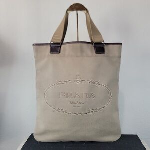 •PRADA• Jacquard Canapa Tote